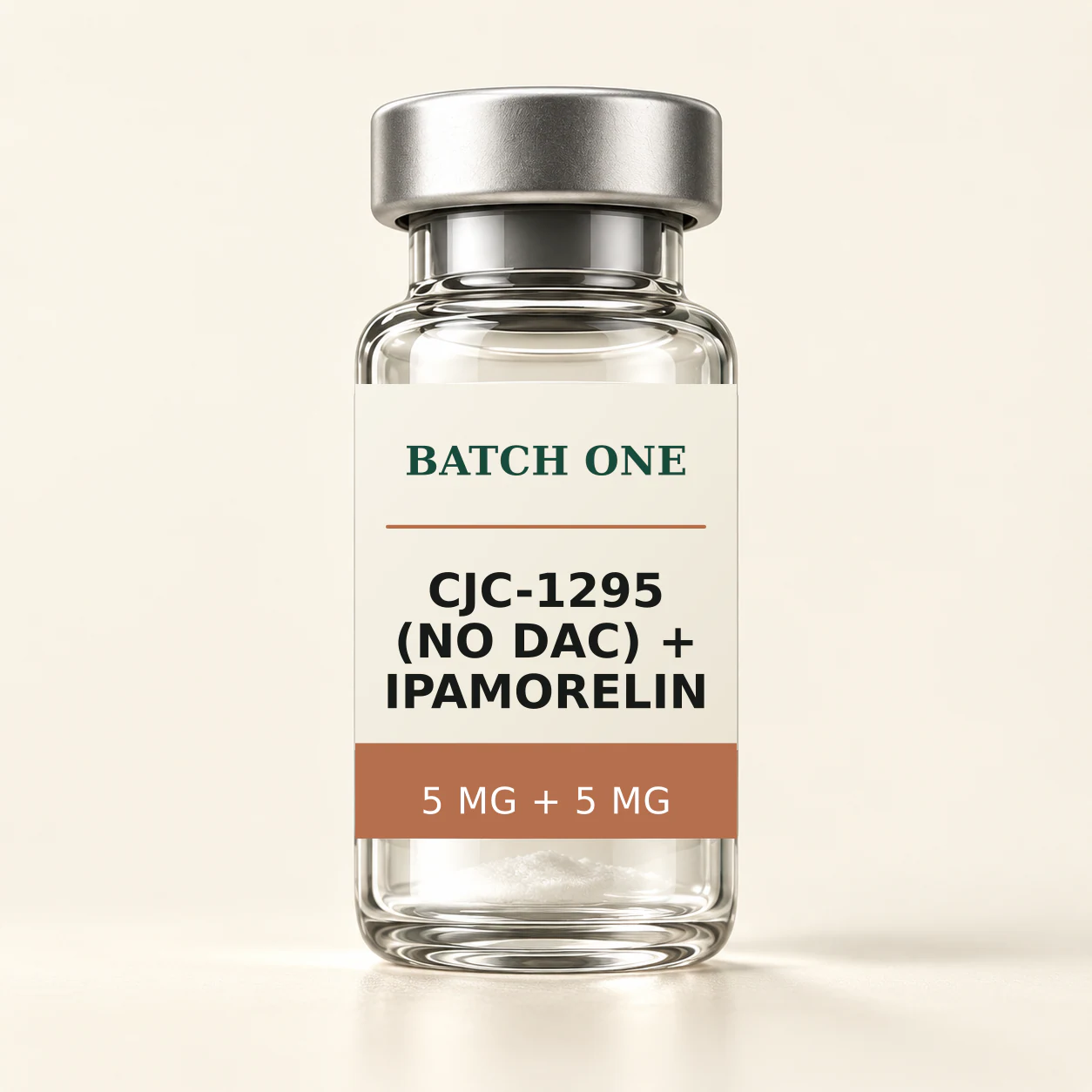 BATCH ONE CJC-1295 (NO DAC) + IPAMORELIN 5 MG + 5 MG research material vial